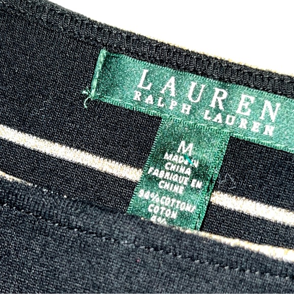 NWT Ralph Lauren Dress A-line Sleeveless Black Gold Stripe Jersey Size M - Picture 7 of 14